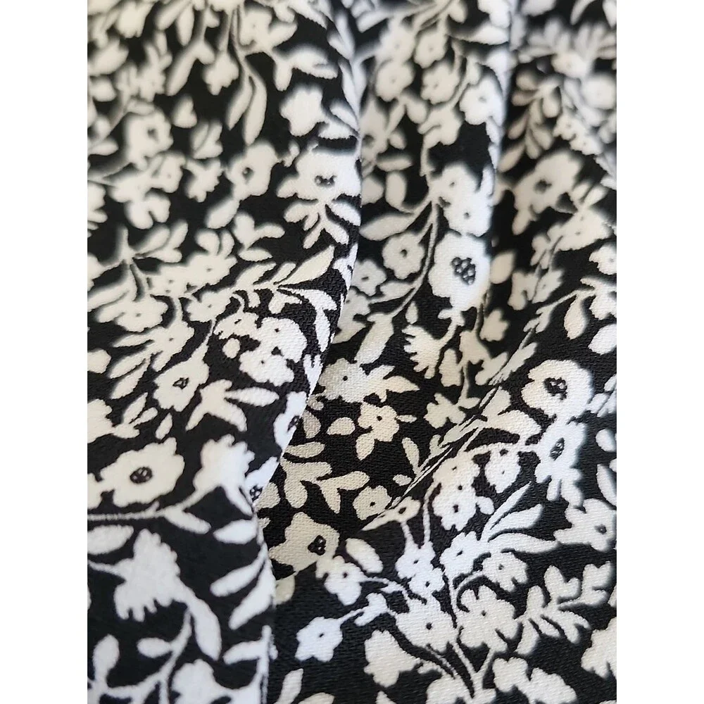 Michael Kors Black & White Floral Sleeveless Mini Dress, Lace Up Yoke, L